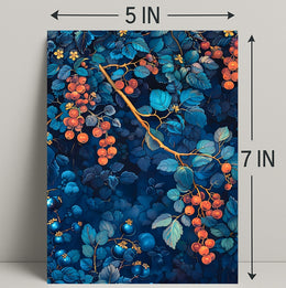 Vibrant Botanical Art: Enchanting Berry and Foliage Poster