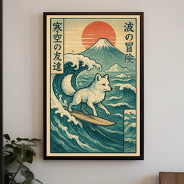 Surfing Fox Adventure Poster PosterGoat