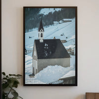 Winter Chapel in the Mountains Poster