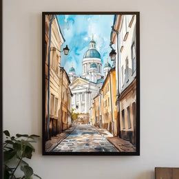 Finland Helsinki Cathedral Street View Poster