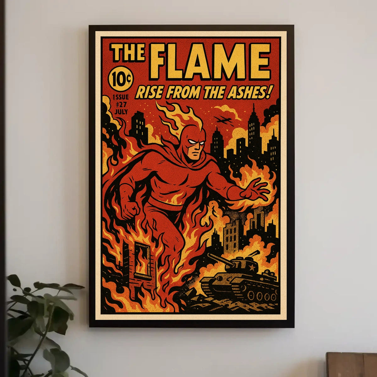 The Flame Comic Book Cover Retro Pop Culture Poster