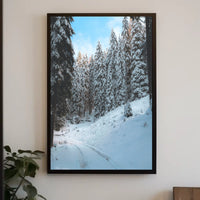 Serene Snowy Forest Pathway National Park Poster