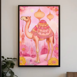 Dreamy Desert Camel Poster Vintage Travel Wall Art