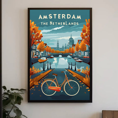 Amsterdam Autumn Scene: Vibrant Urban Cityscape Poster
