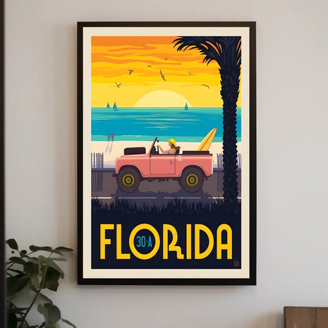 Florida Beach Retro Vibes Travel Poster