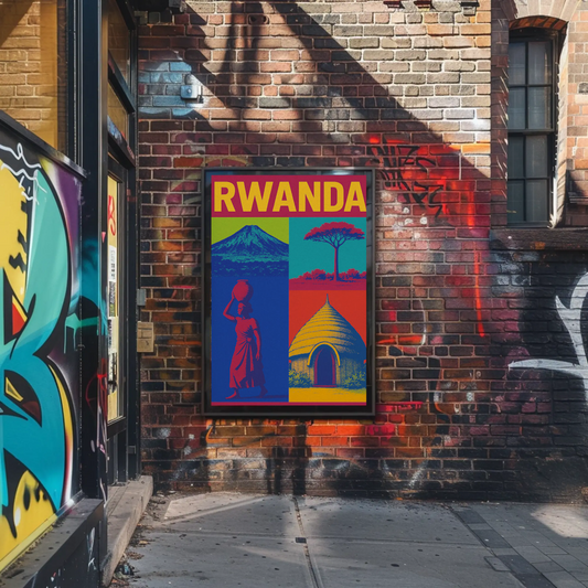 Rwanda Pop Art Iconic Scenes Poster Travel