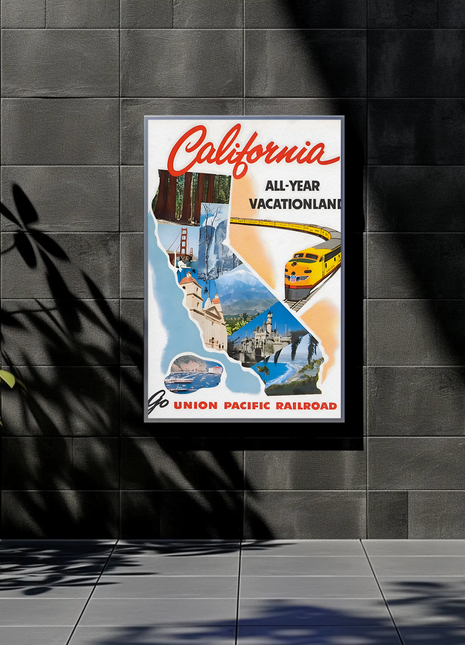 California All-Year Vacationland Union Pacific Railroad (1950s) Poster