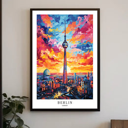 Berlin Skyline At Sunset Poster