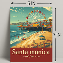 Santa Monica Pier Retro Travel Poster