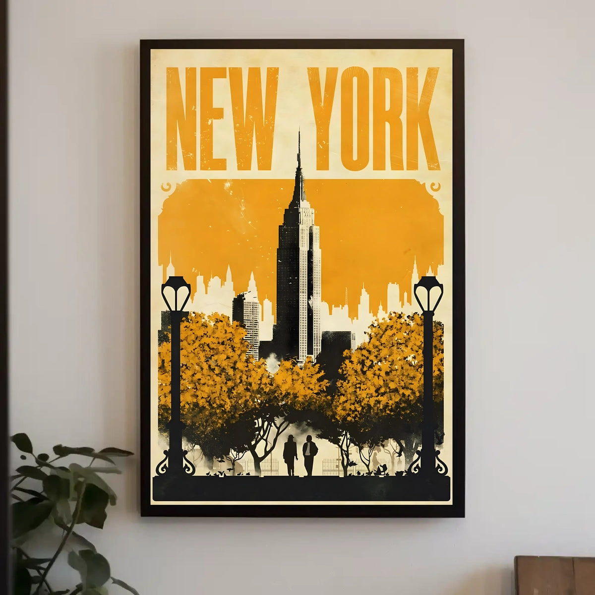 New York City Skyline Silhouette Poster Vintage Wall Art