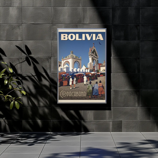Copacabana Bolivia Vintage Poster