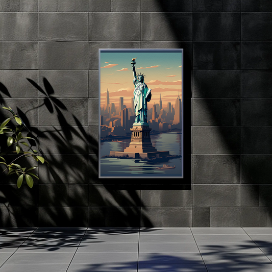 New York Liberty Vintage Travel Poster