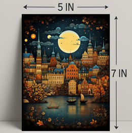 Enchanted Cityscape Under The Moon Poster