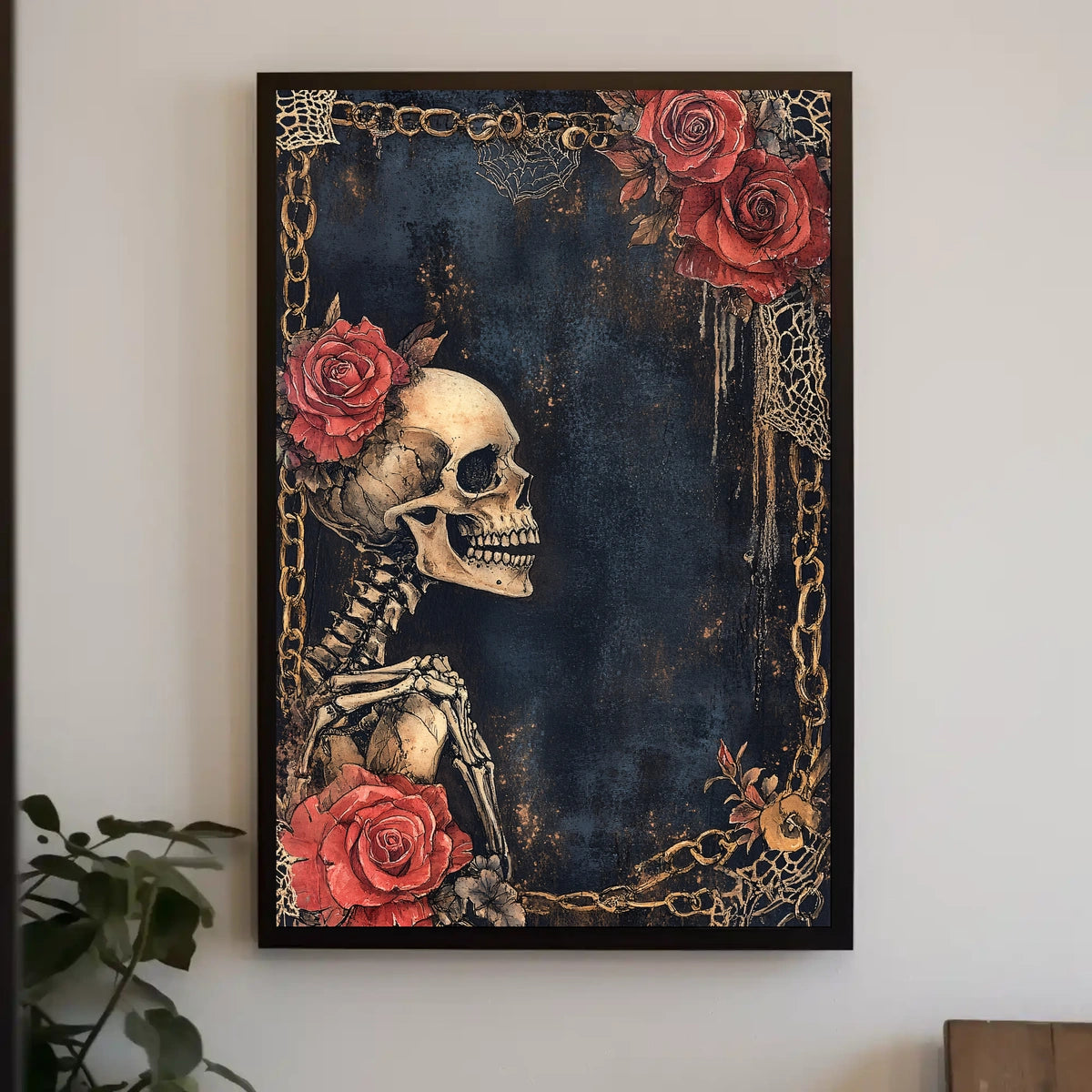 Gothic Skeleton Roses Artistic Poster