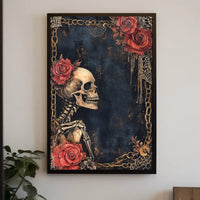 Gothic Skeleton Roses Artistic Poster