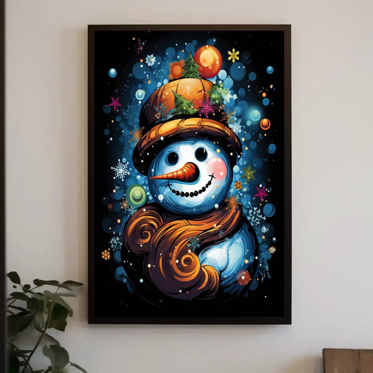 Colorful Snowman Art Print: Abstract, Artistic, or Pop Culture Poster