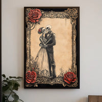 Elegant Skeletal Couple Victorian Gothic Artistic Poster