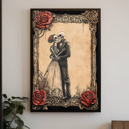 Elegant Skeletal Couple Victorian Gothic Artistic Poster