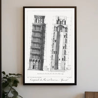 Architectural Diagram of a Leaning Tower Poster PosterGoat