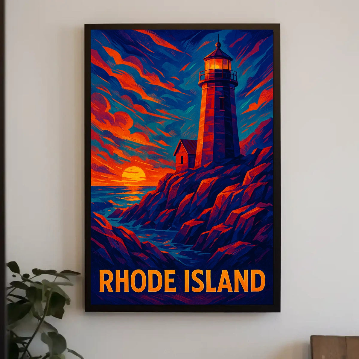 Rhode Island Lighthouse At Sunset Poster