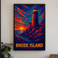 Rhode Island Lighthouse At Sunset Poster
