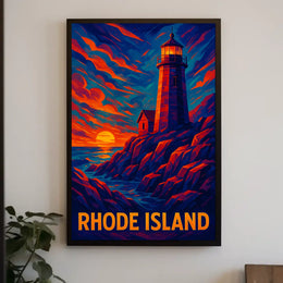 Rhode Island Lighthouse At Sunset Poster