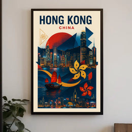 Hong Kong  A Vibrant Cityscape Poster PosterGoat