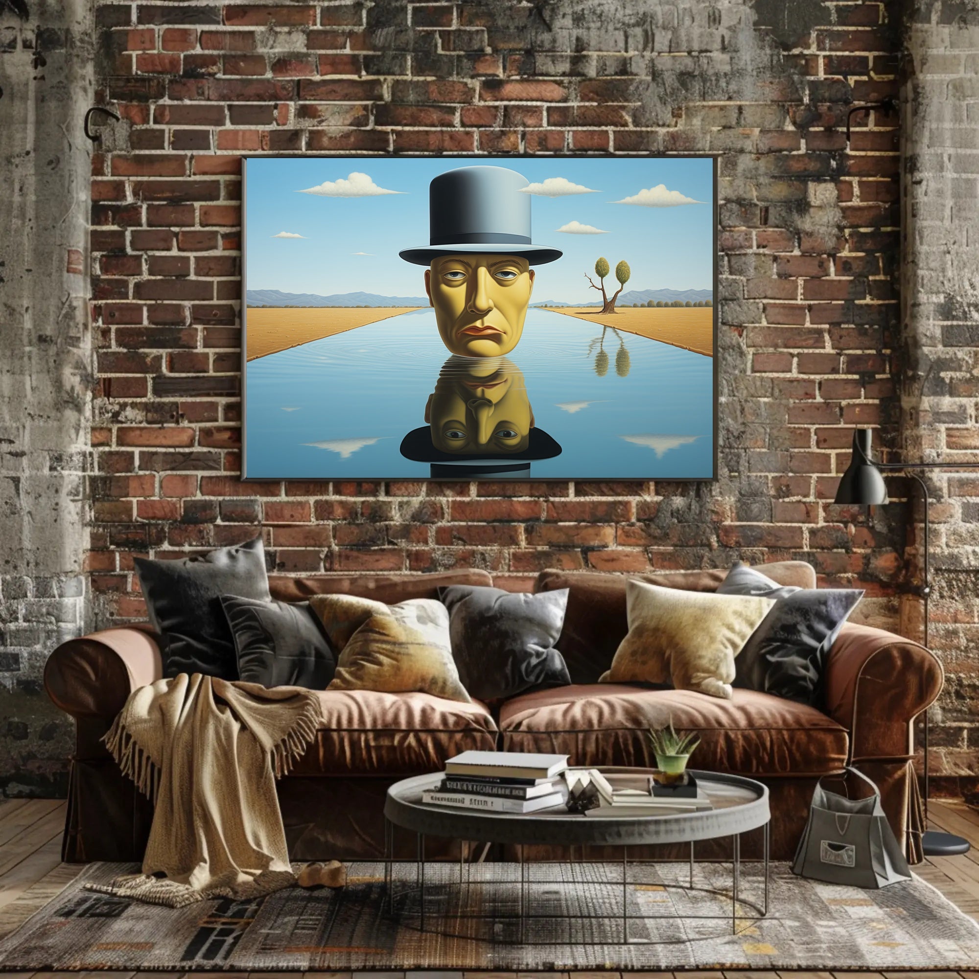 Surreal Desert Headscape: Dreamlike Artistic Poster