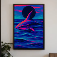 Neon Shark At Dusk Poster