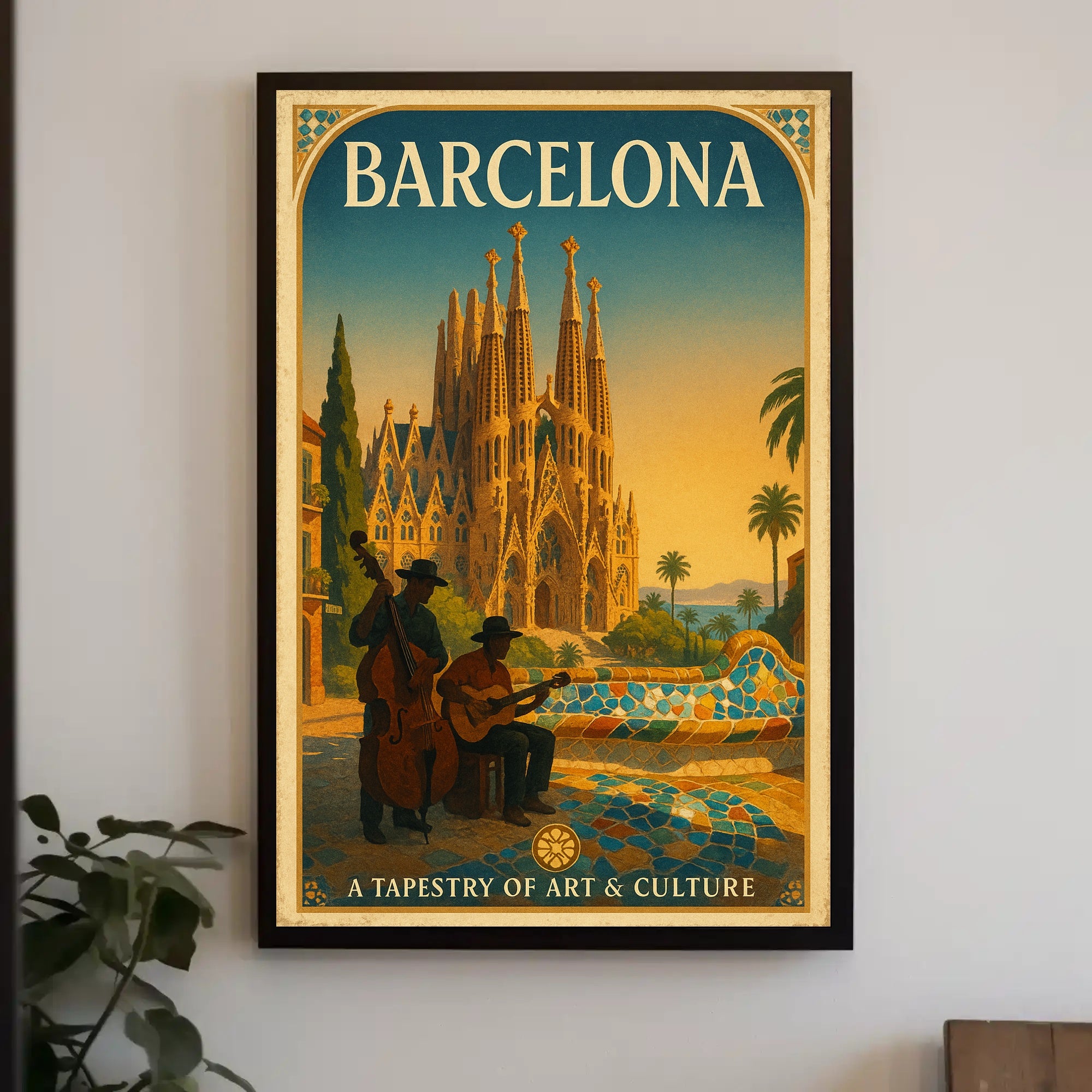 Barcelona Sagrada Familia Vintage Travel Art Print - Travel Poster