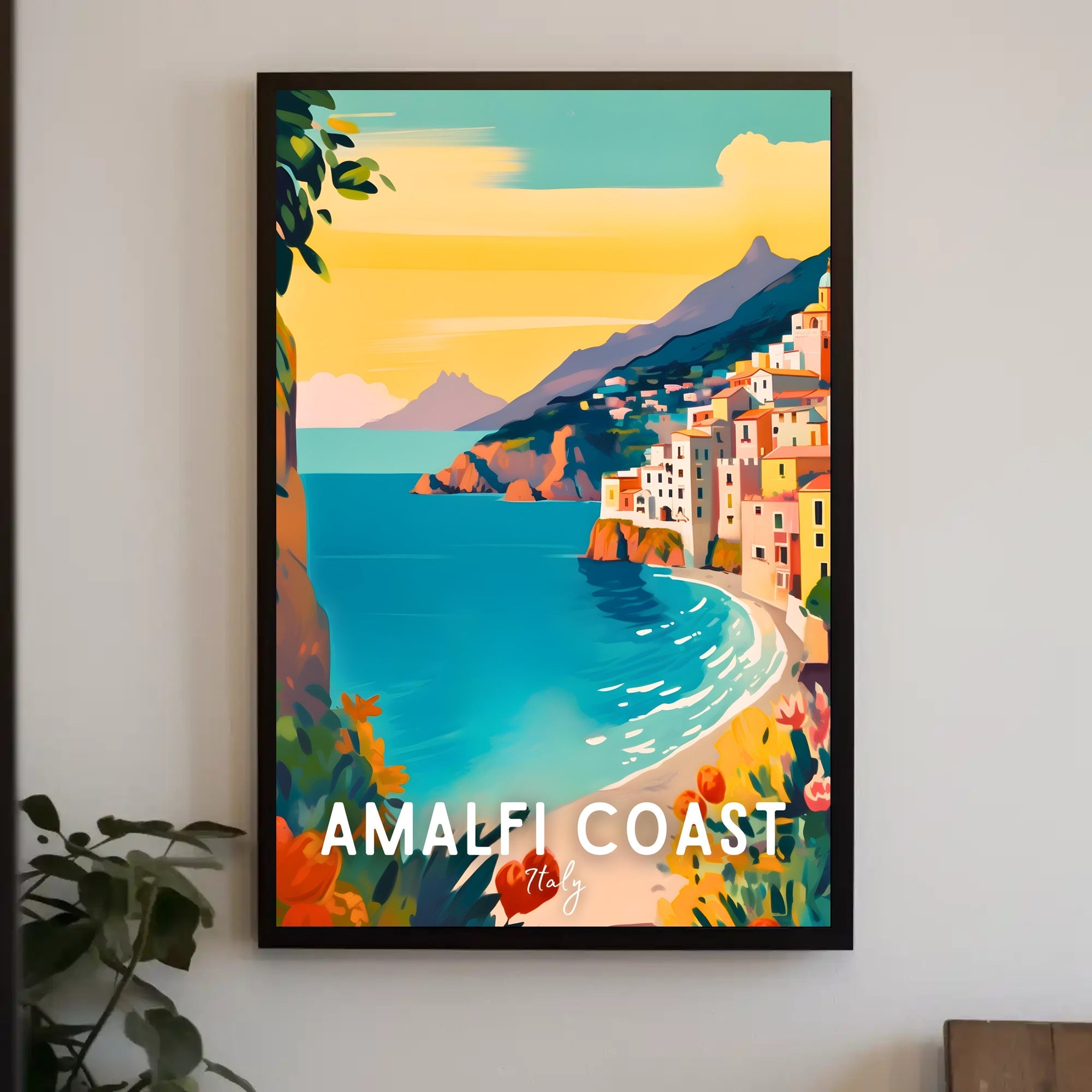 Amalfi Coast Scenic Travel Modern Illustration Poster