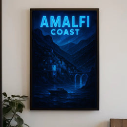 Amalfi Coast Night Serenity Poster Wall Art 18x24 Inches