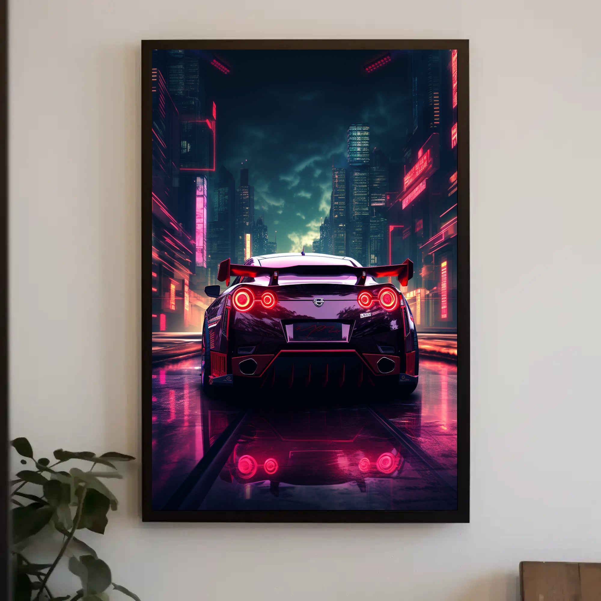 Neon Night Drive Poster PosterGoat