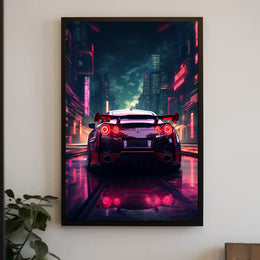 Neon Night Drive Poster PosterGoat