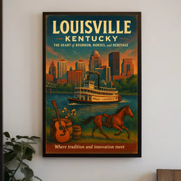 Louisville, Kentucky The Heart of Bourbon, Horses, and Heritage Poster