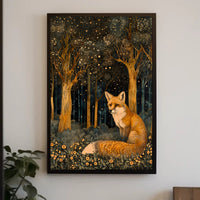 Whimsical Fox in Enchanted Forest Fantasy or Mythology Poster