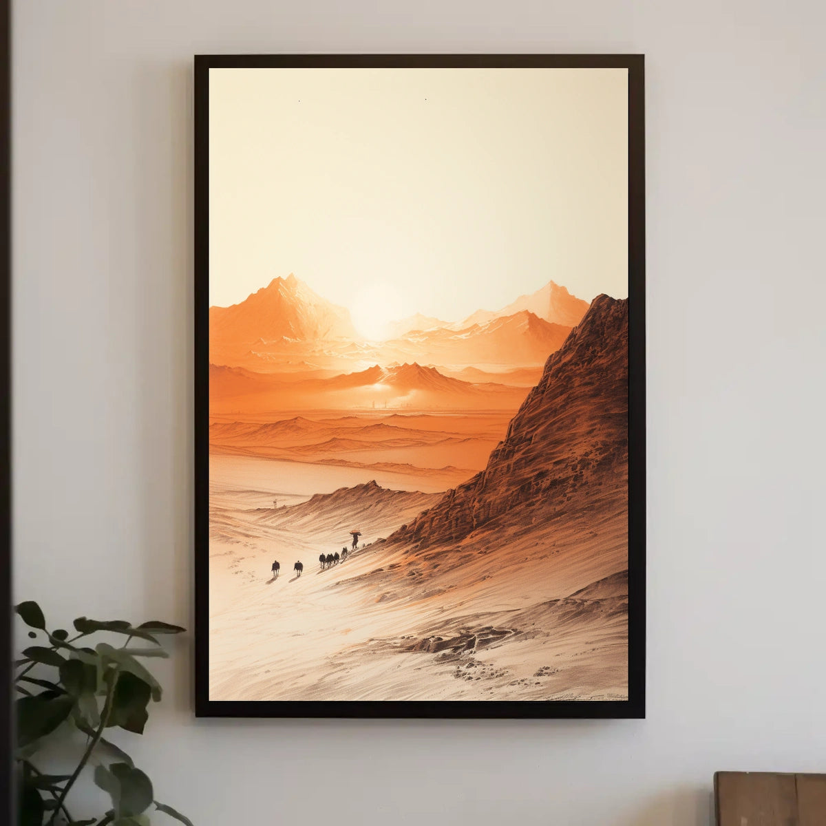 Arid Desert Sunrise Trek Travel Poster
