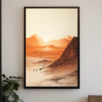 Arid Desert Sunrise Trek Travel Poster