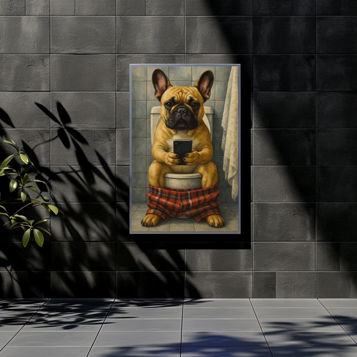 French Bulldog Pooping Vintage Poster