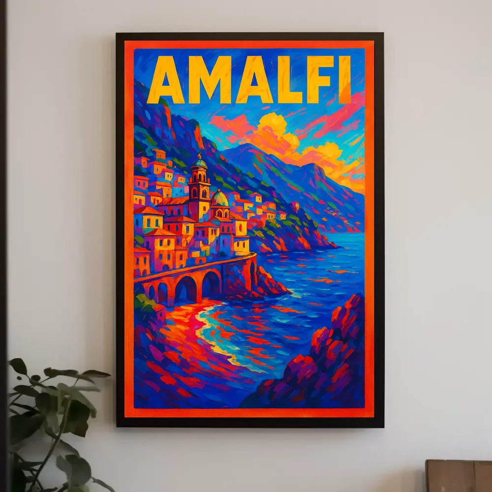 Vibrant Amalfi Poster For Coastal Home Decor Archival Print