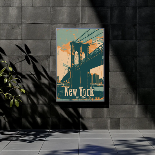 New York Brooklyn Bridge Vintage Poster