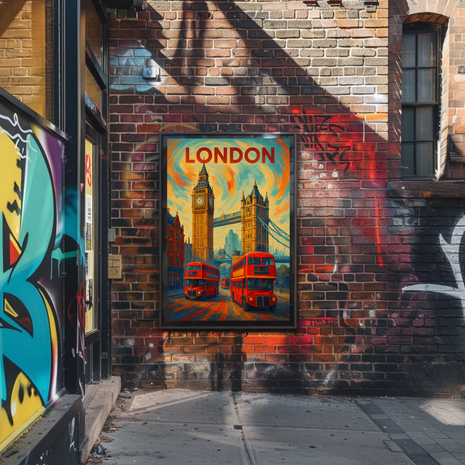 Iconic London Landmark Scene with Energy Travel Poster