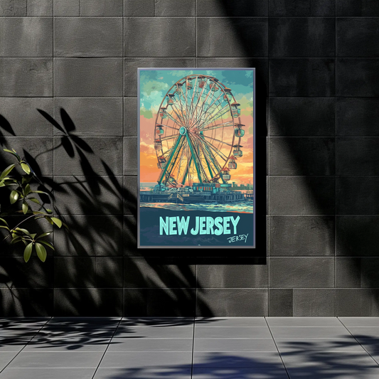 New Jersey Boardwalk Vintage Travel Poster