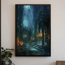 Gothic Cathedral Mystery: Atmospheric Art Poster PosterGoat