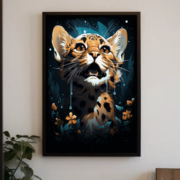 Mystical Jungle Leopard Surreal Art Poster Print