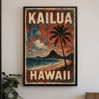 Kailua Hawaii Beach Art Deco Nostalgic Poster