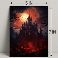 Haunted Castle Under Blood Moon Poster PosterGoat