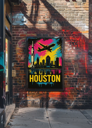 Houston Texas Rocket City Skyline Art Poster