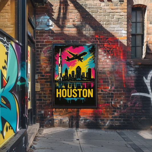 Houston Texas Rocket City Skyline Art Poster