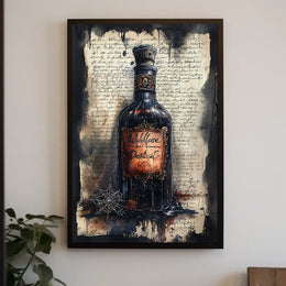 Vintage Dark Glass Bottle Artwork Poster